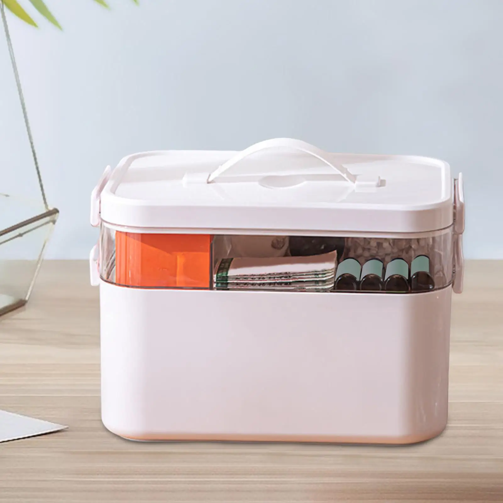 Family First Aid Medical Box, Double Layer Storage Case, Bin, Dustproof