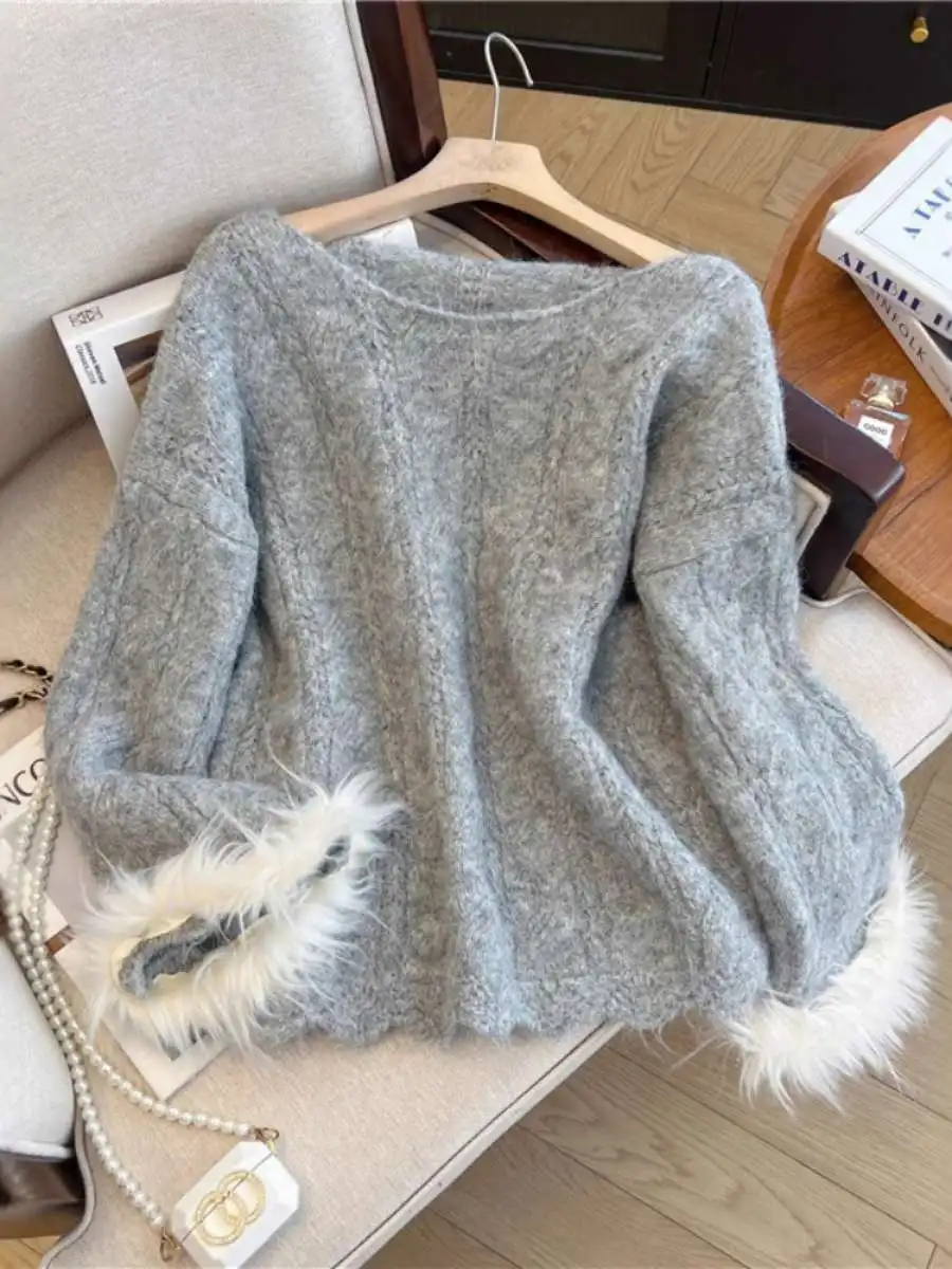 

Soft Cozy Overhead Knitted Sweater Coat Fall Winter Plus Size Women's Lazy Top Faion Comfortable Knitwear