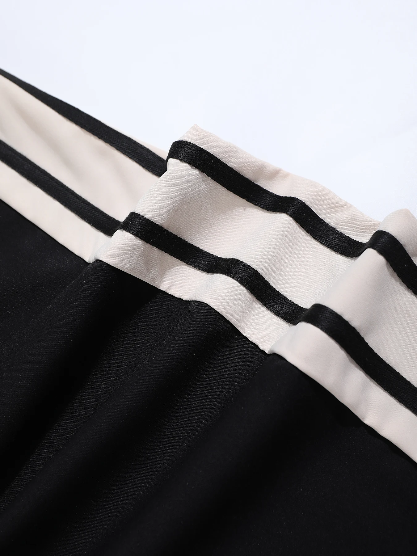 Men's Black Side Double White Stripe Drawstring Wide Leg Sweatpants Summer Loose Straight Casual Pants - Image 6