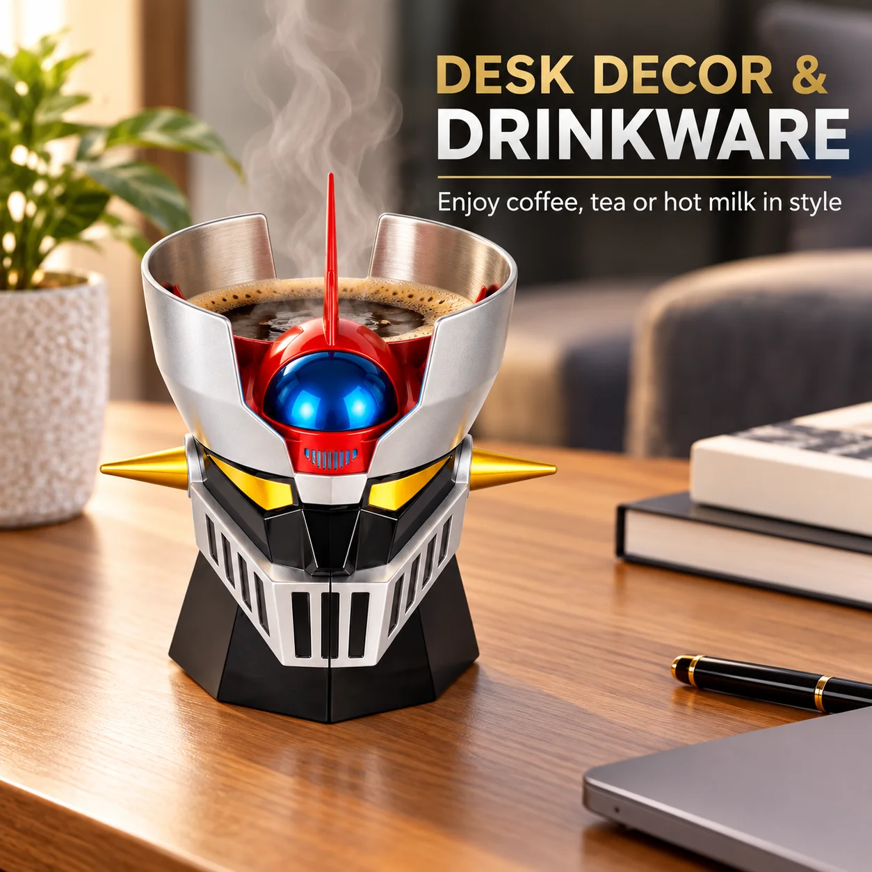 Cartoon Anime Mug Japanese Anime MAZINGER Z Transformation Robot Coffee Mugs 304 Stainless Steel Cup Unique Decorative Water Cup