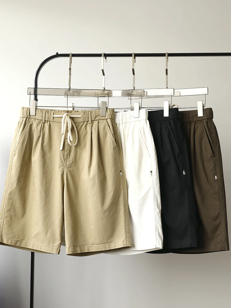 

Летние тонкие повседневные шорты мужские свободного кроя в корейском стиле, универсальные, средней длины, из чесаного хлопка, белые, большие боксеры