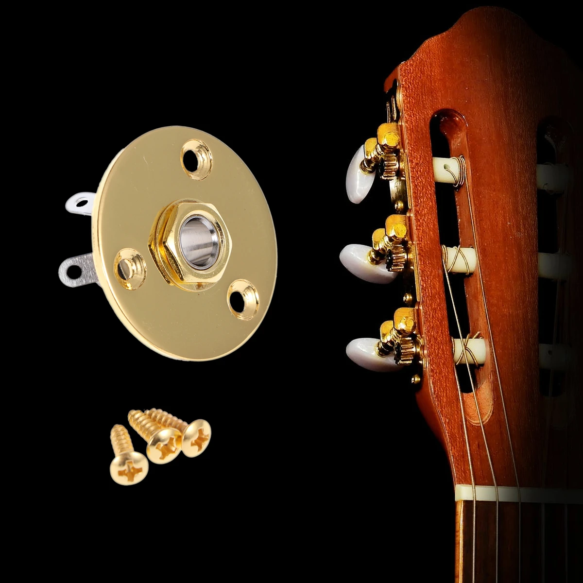 

Golden Jack Guitar Pickup Output Base Adapter Cylinder Bass Headplates Plug Key Holder Socket Set