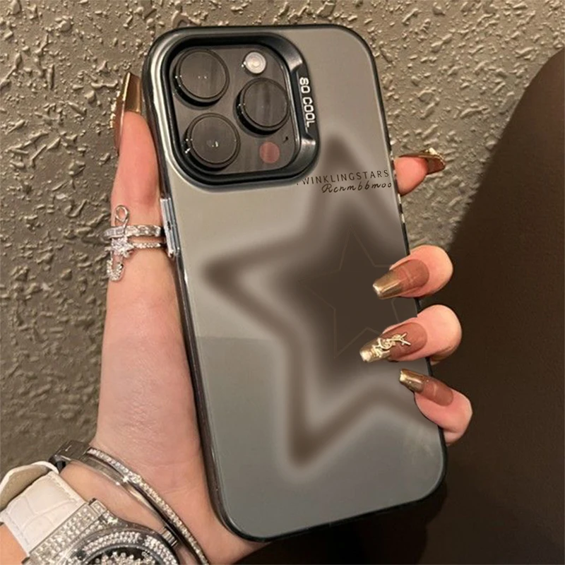 

Smudged Star Matte Laser Graphic Phone Case For iPhone 14 Pro Max Cases iPhone 11 13 12 15 XS X XR 7 8 Plus Plating Cover Bumper