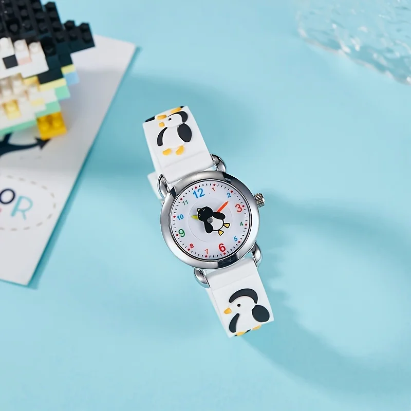 1 قطعة البطريق الصغير أنيمي الكرتون ساعة كوارتز ساعة زوجين ساعة وقت التعلم مشاهدة البطريق الدورية #3