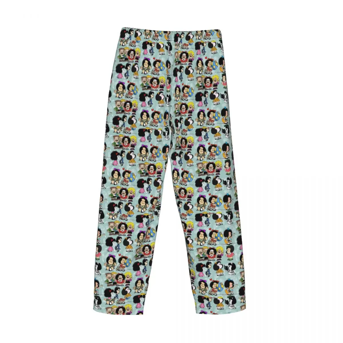 Custom Mafalda Quino Comics Pajama Pants Sleepwear Men's Elastic Waistband Cartoon Sleep Lounge Bottoms with Pockets