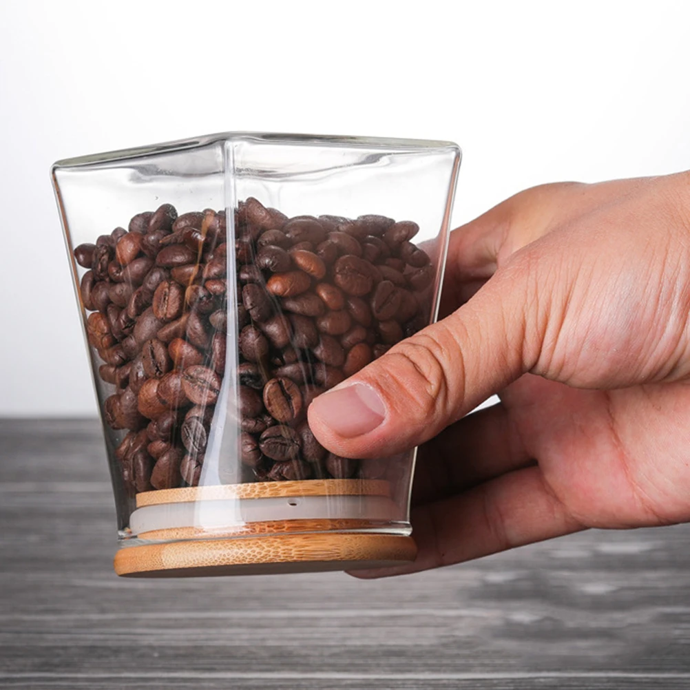 

500Ml Food Storage Container Airtight Glass Jar Wooden Lid Kitchen Pantry Dry Food Organizer Snack Grains Storage Tank Sealed