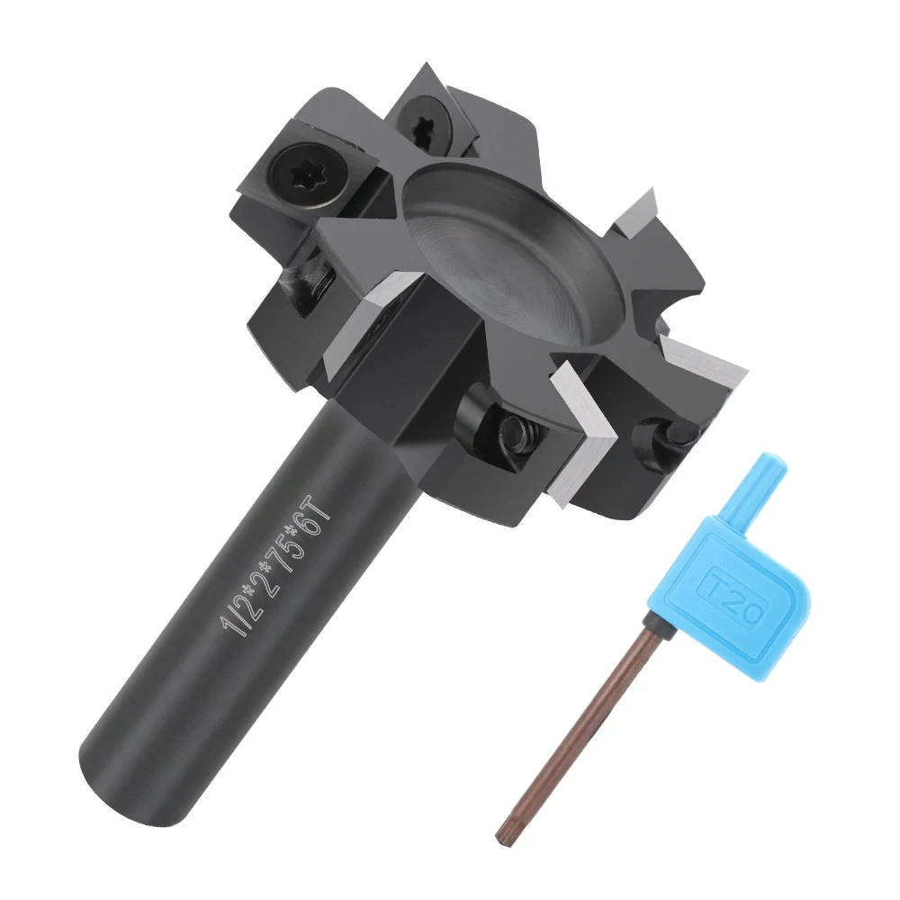 Fresa de carburo para router CNC, para nivelación de tableros de madera, con vástago de 12 mm, 6 alas y 2 pulgadas de diámetro, para router CNC