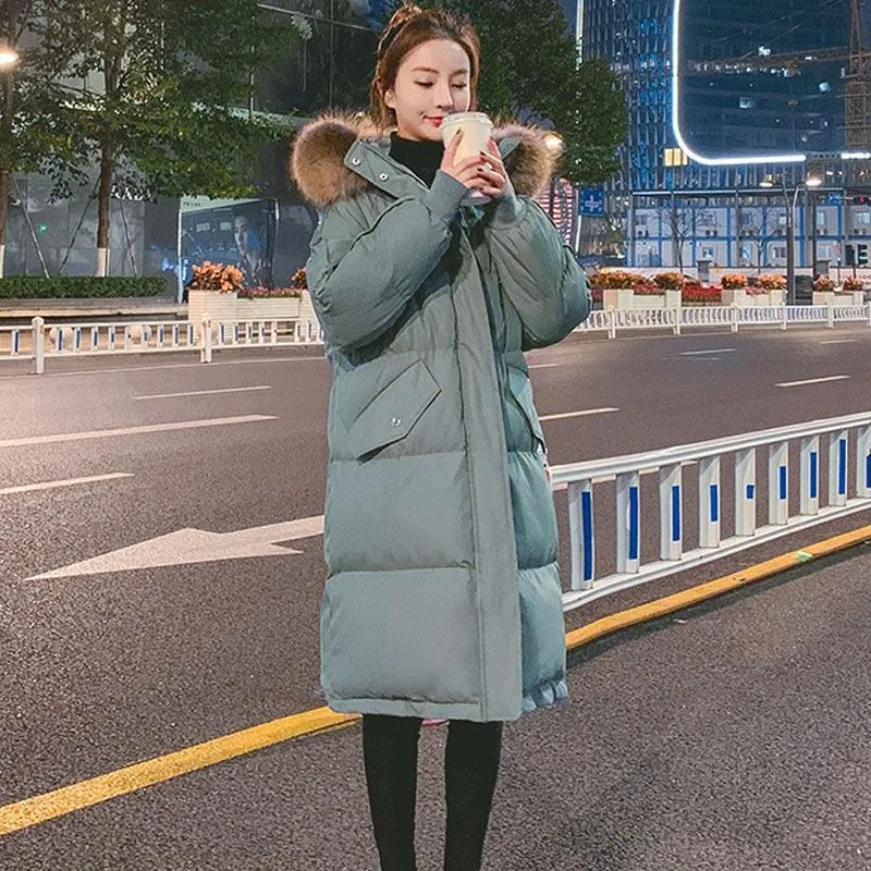 Women's Cotton Coat Winter Warm Mid-length Parkas Plus Size Cotton Jacket Korean Loose Fit Bread Coat Outerwear