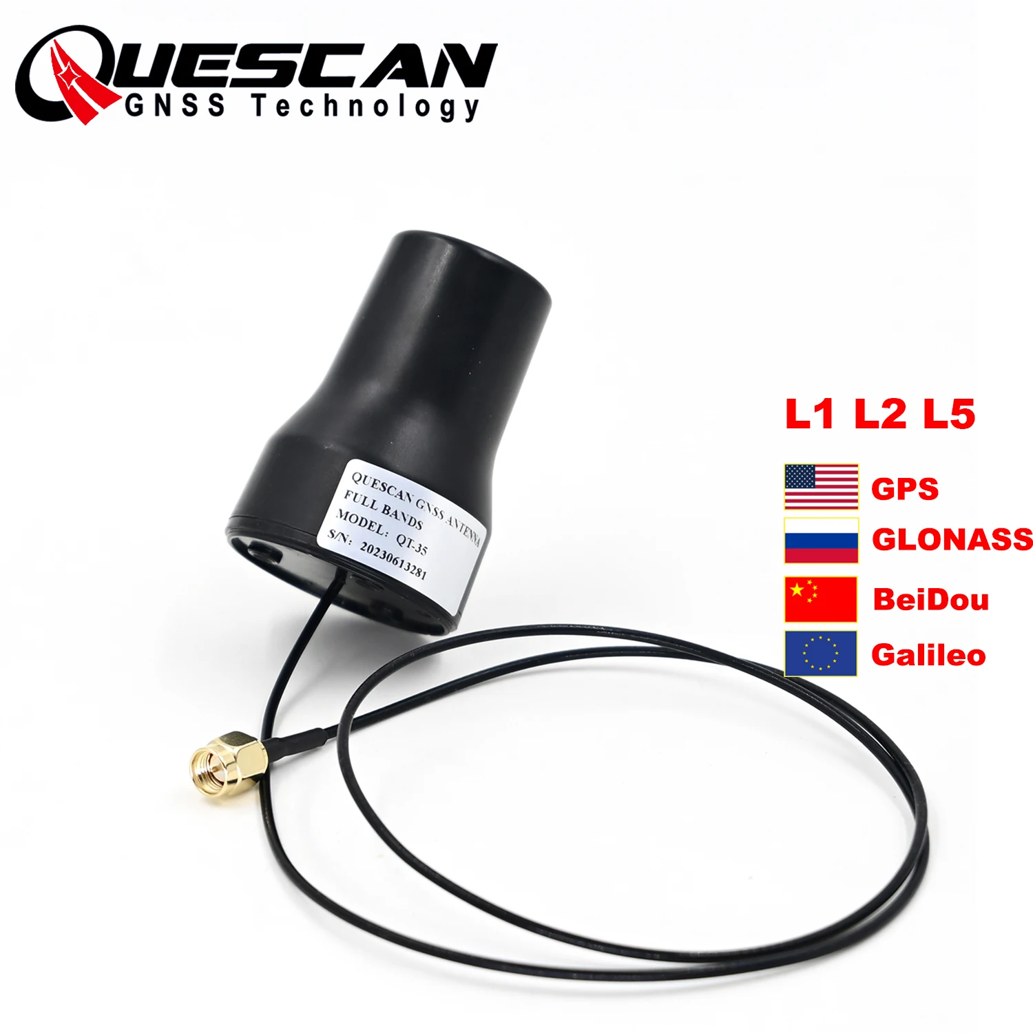 QT35 Full-band Active Helical GPS GNSS Antenna L1 L2 L5 for RTK Module ZED-F9P X20P F10N Drone RTK PPK GPS Antenna L1+L2+L5