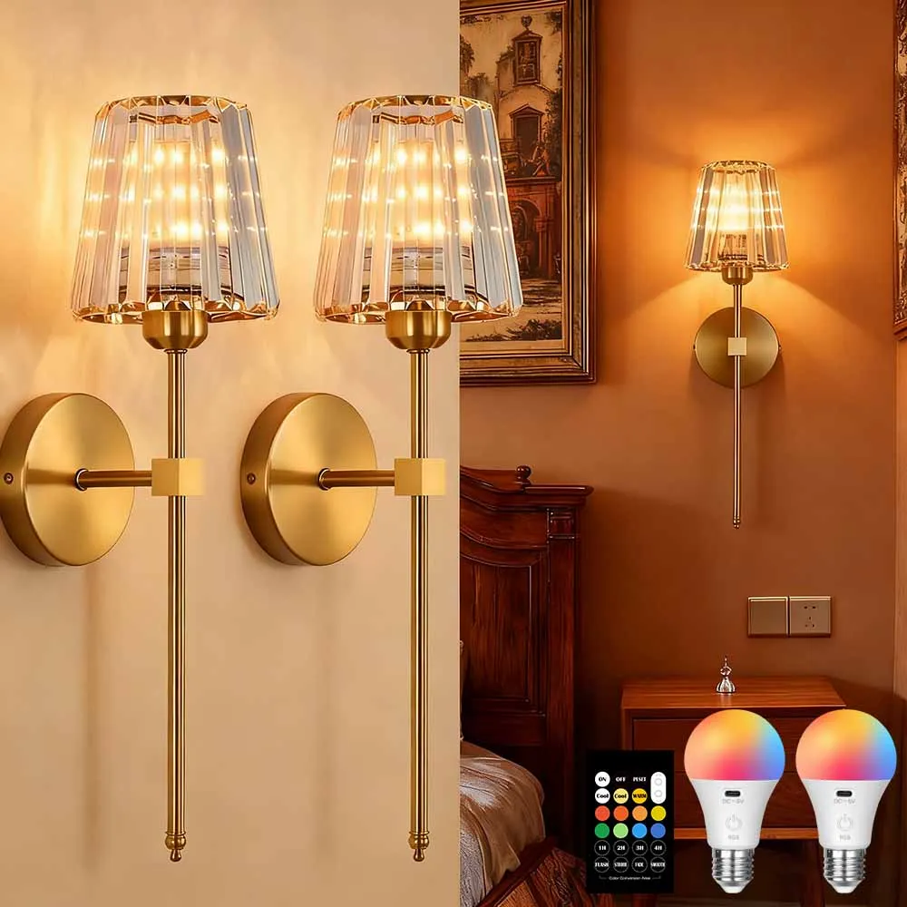 الشمال كريستال الجدار مصباح 1/2 قطعة الذهب الأسود الفضة RGB التحكم عن بعد عكس الضوء قابلة للشحن اللاسلكية غرفة المعيشة إضاءة غرفة النوم