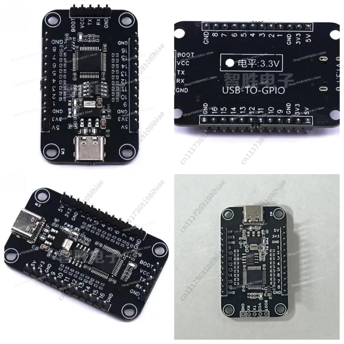 USB to 16-Channel GPIO Module with I/O, PWM, Serial Port, 3.3V/5V Level Output for Industrial Control