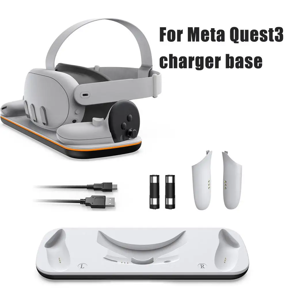 

Wireless Contact Charging Base For Meta Quest 3 Controller And Glasses With LED Light Strip Anti-Slip Pad VR Charging Equipment