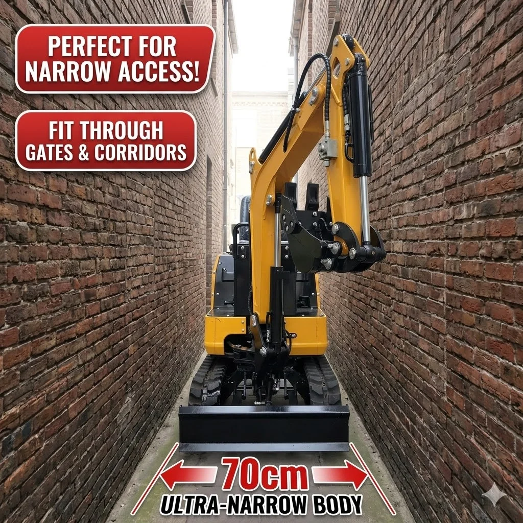 

70cm Width Mini excavator narrow space minibagger 1 ton Gardening tools small diggers Chinese excavator Customized small