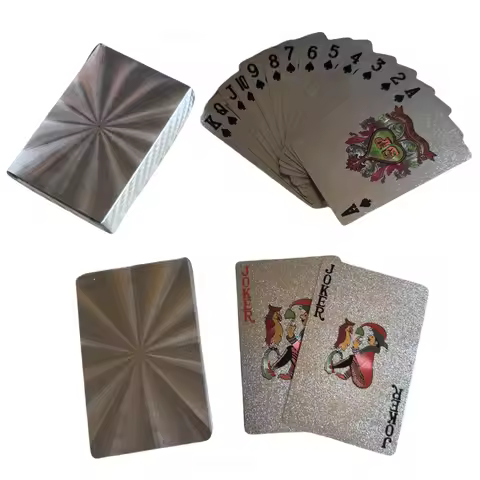 Silver Playing Cards Poker Game Deck Gold Foil Poker Set Plastic Card Waterproof Cards Magic