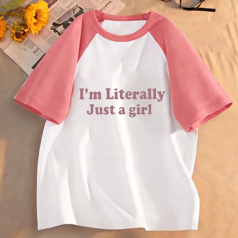 Y2k I Am Literally Just A Girl Letter Printed T Shirts Kids T-shirt Girls Summer Spring Casual Top Tee Shirt Short Sleeve