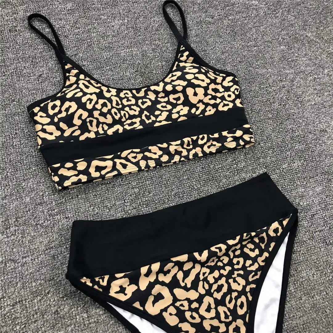 Sexy, goldfarben bedruckter Bikini, Badeanzug mit hoher Taille, Damen-Badebekleidung, zweiteiliges Bikini-Set, Badeanzug mit aufgesetzten Elementen, Badebekleidung, V1717. – Detail 8
