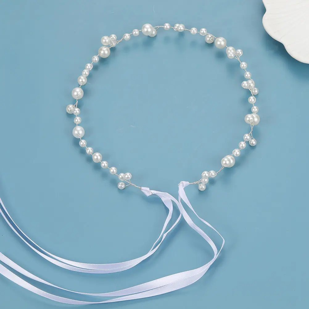 

Elegant Pearl Headband Bridal Hairband Charming Wedding Hair Accessory Vintage Artificial Pearl Headdress for Bride Party