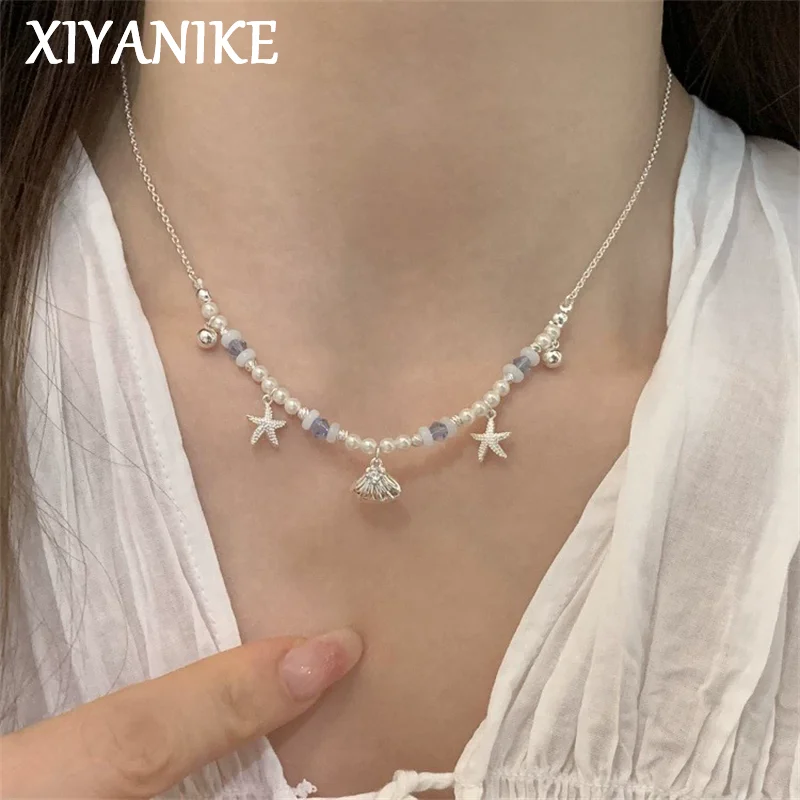

XIYANIKE Sweet Romantic Shell Star Crystal Beads Necklaces For Women Girl Fashion New Jewelry Gift Party Hoiliday Dropship