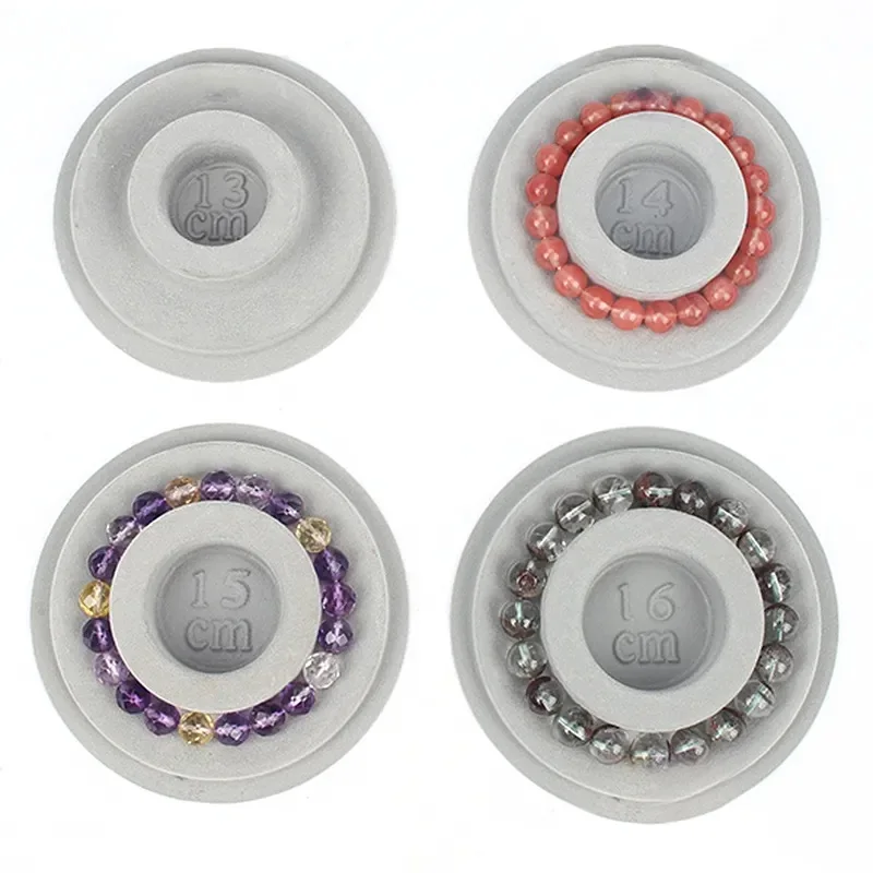 Round Gray Flocked Bead Board Organizer Measure Tool for Bracelet Necklace Beading Jewelry Making Tray WorkBenches Design Craft