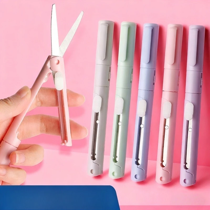 Dual-purpose Scissors, Ceramic Carving Knife, Two-in-one Pen-type Handmade Scissors, Foldable Hand Account Creative Cutting