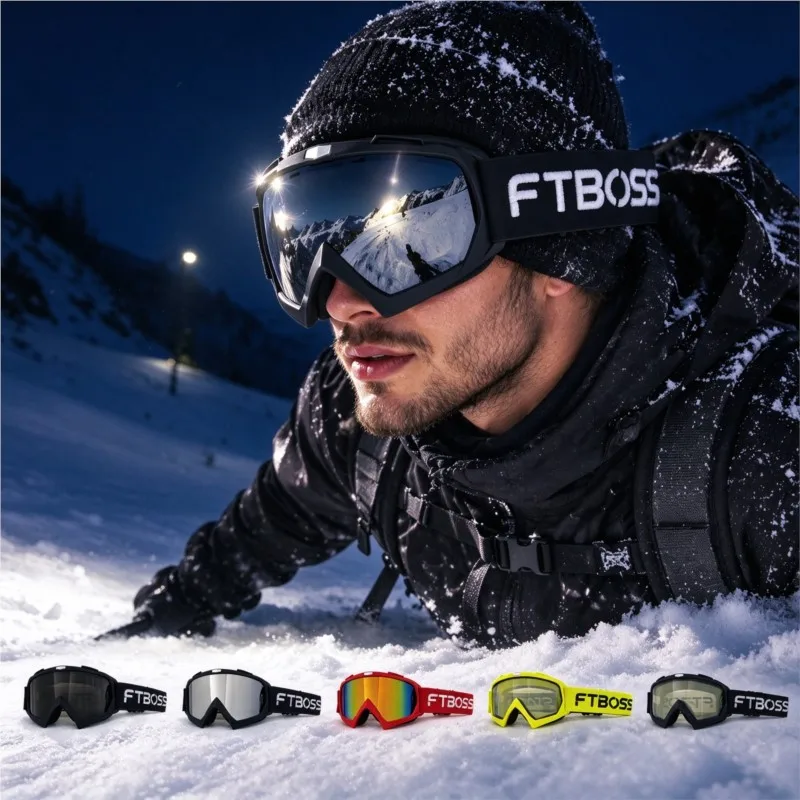 Adult Offroad Goggles Low Light Ready Double Layer Anti Fog UV Shield Flexible Frame Ski Motorcycle Riding Eyewear
