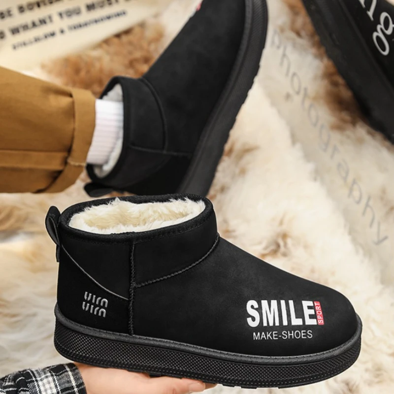 

Men's Large-sized Round-toed Fashion Bestselling Solid Color Pull-on Anti-slip New Outdoor Warm Fleece Snow Hiking Boots