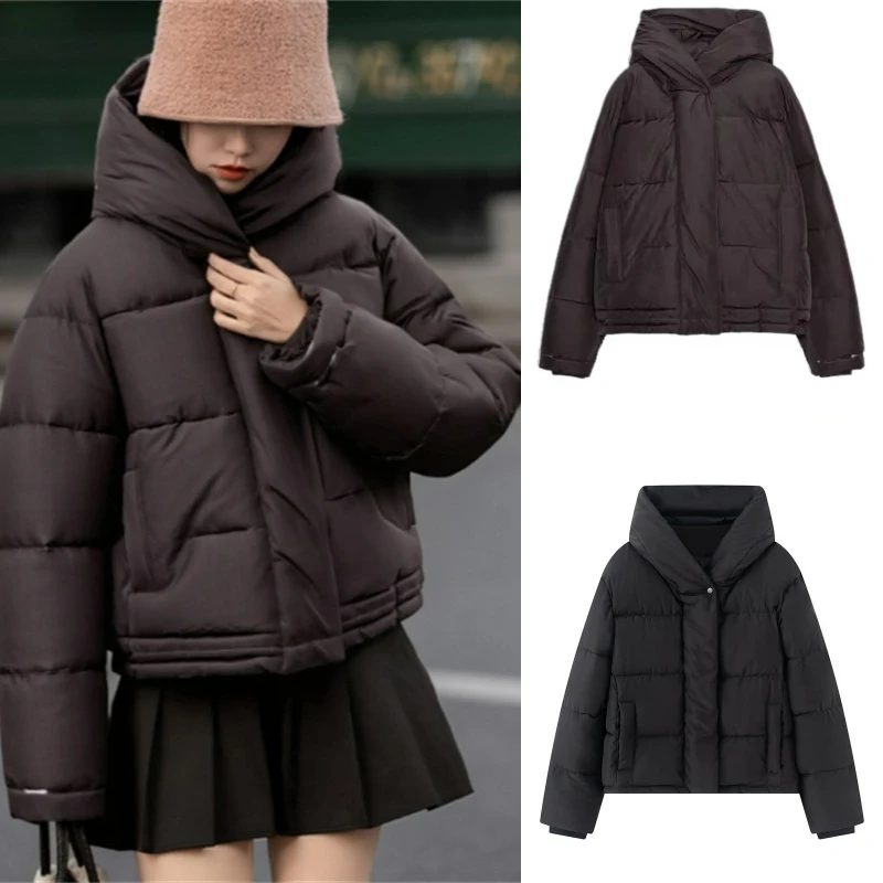 

High-Street Elegant Casual Women's Short Hooded Waterproof Windproof Thickened Jacket 2025 Autumn/Winter New Collection