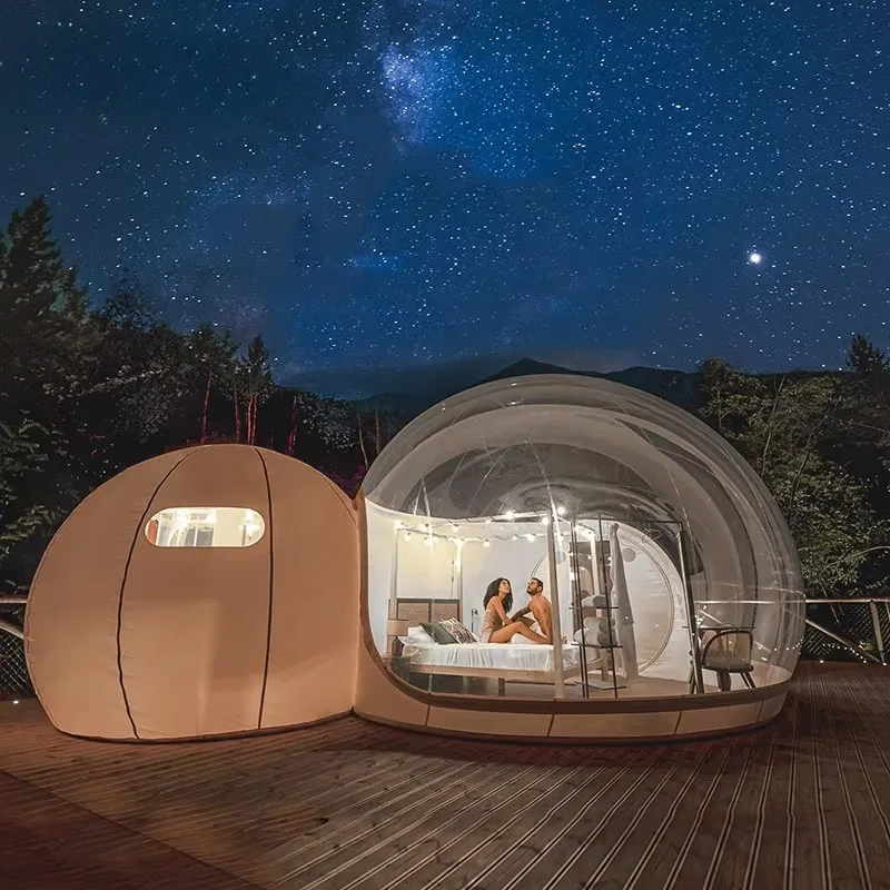 

AOYU Two Transparent Inflatable Bubble Tent Luxury Camping Outdoor Garden Backyard Glamping Tent Transparent