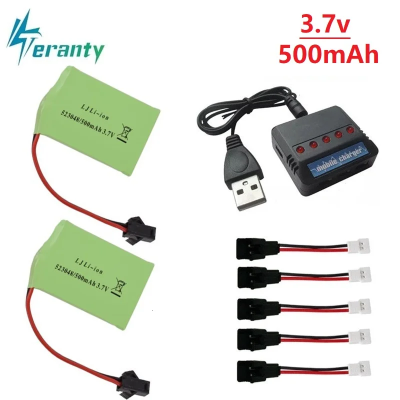 Batería de iones de litio de 3,7 V, 500mAh, 523048 + cargador para Control remoto, batería eléctrica para juguetes de dinosaurios, tambor de mano para máquina de apoyo RC