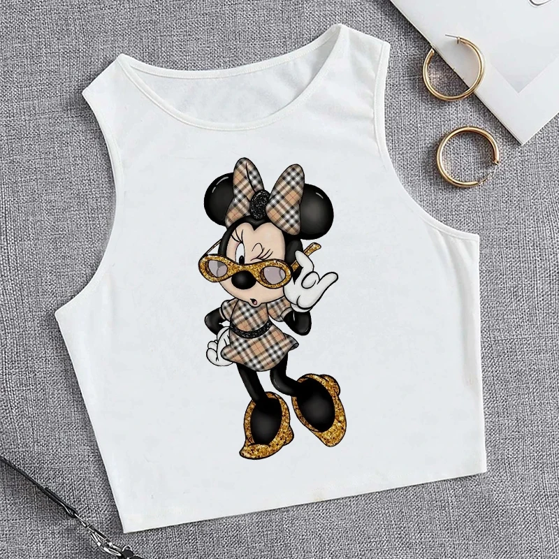 90s Y2k Vest Mickey Minnie Mouse Crop Top T-shirt Women Tank Top T Shirt Female Tshirt Clothes Kawaii Disney Cropped Tshirt