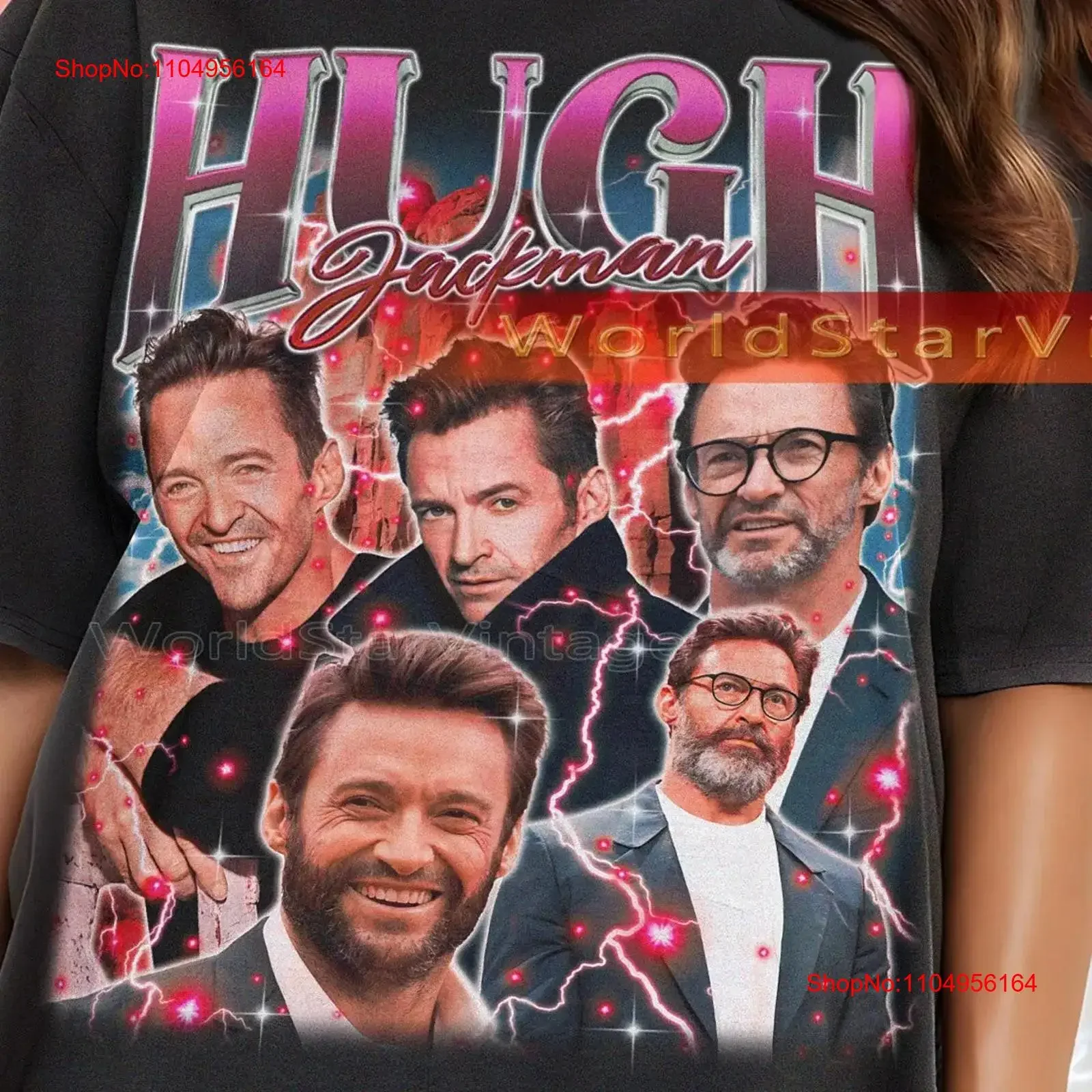 HUGH جاكمان خمر تي شيرت تحية مروحة ريترو 90s سترة ميرش خمر غسلها تنوعا قليلا أعلى لارتداء اليومي