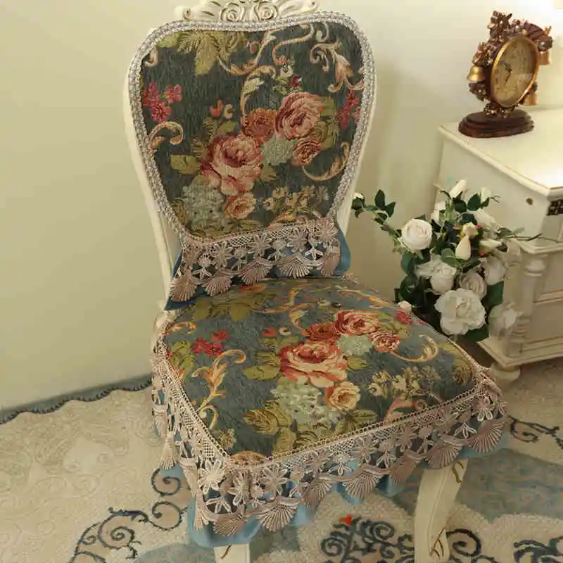 Chenille Chair Covers European Retro Diningchair Cushion Backrest Cover American Universal Chair Cover Set Home Decoration
