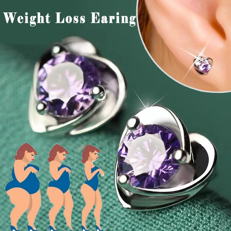 Crystal Weight Loss Earrings Women Fitness Exercise Beauty Health Jewelry Slimming Earrings Stimulation Magnetic Therapy