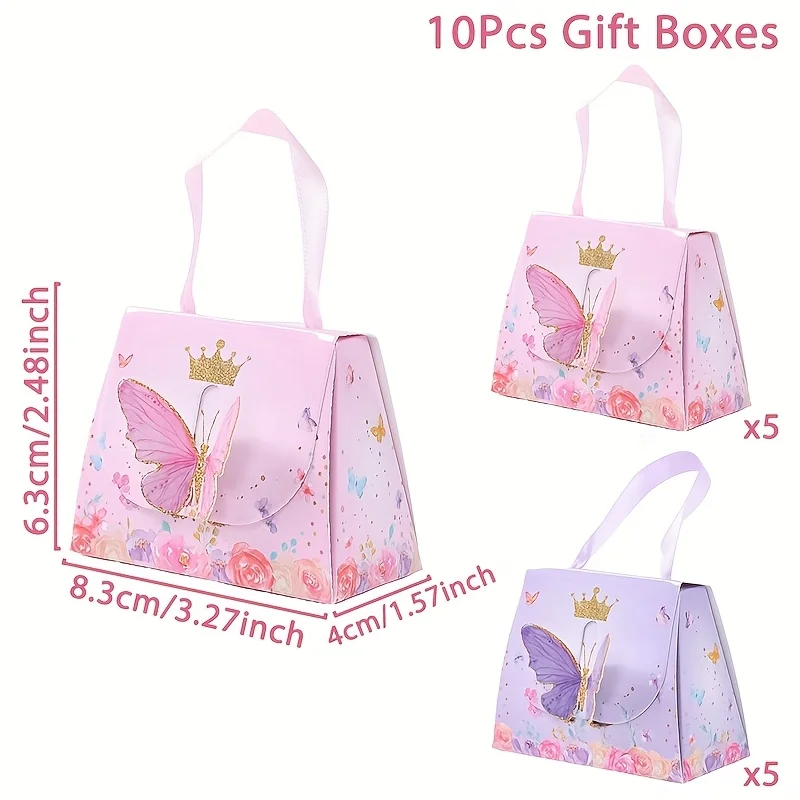 Schmetterlings-Kronen-Papiertüten & Geschenktaschen, geeignet für Babypartys, Hochzeiten, Geburtstagsfeiern, Dekorationen, Geschenkverpackungen. – Detail 11