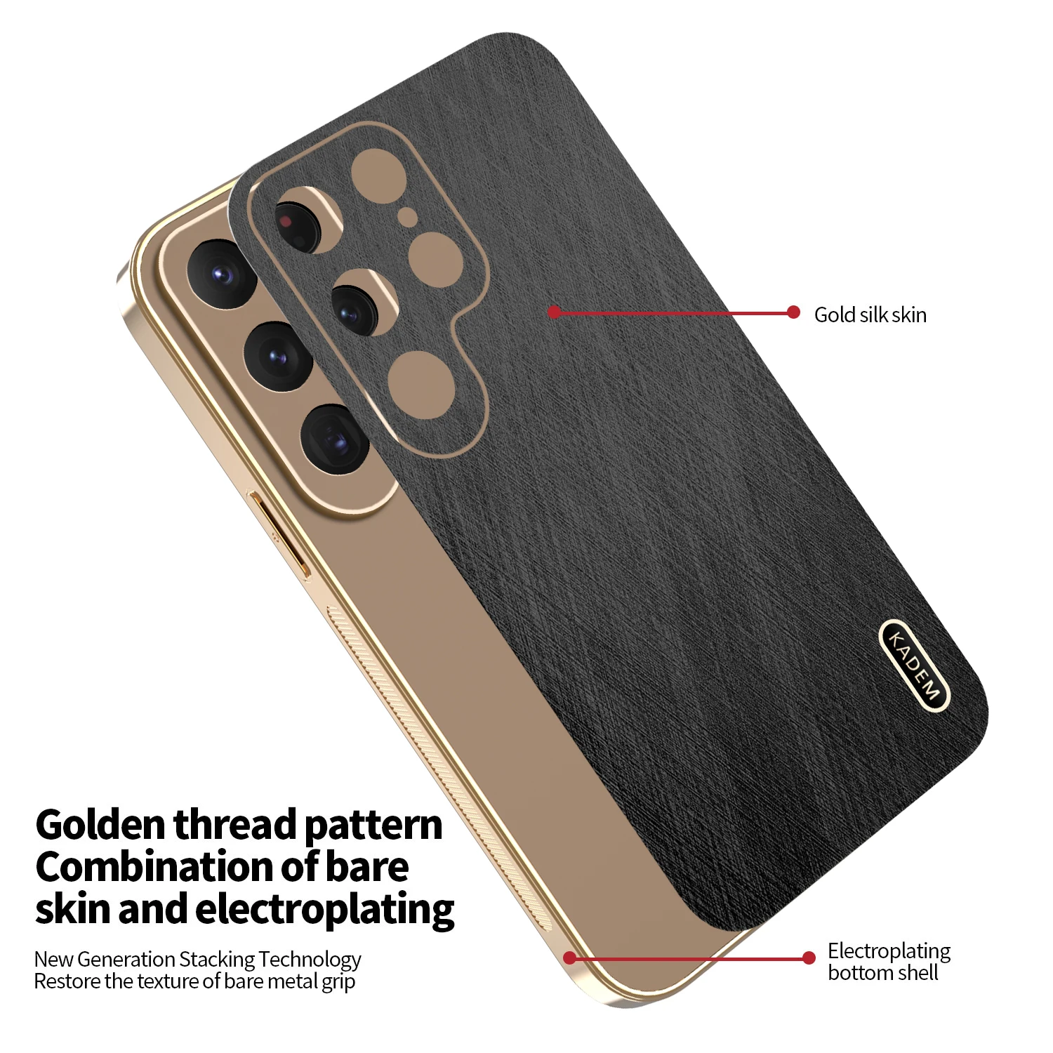 Luxury Bamboo Leather Phone Case For Samsung Galaxy S25 S24 S23 S22 S21 FE Note20 Plus Ultra-thin Electroplate Silicone Cover