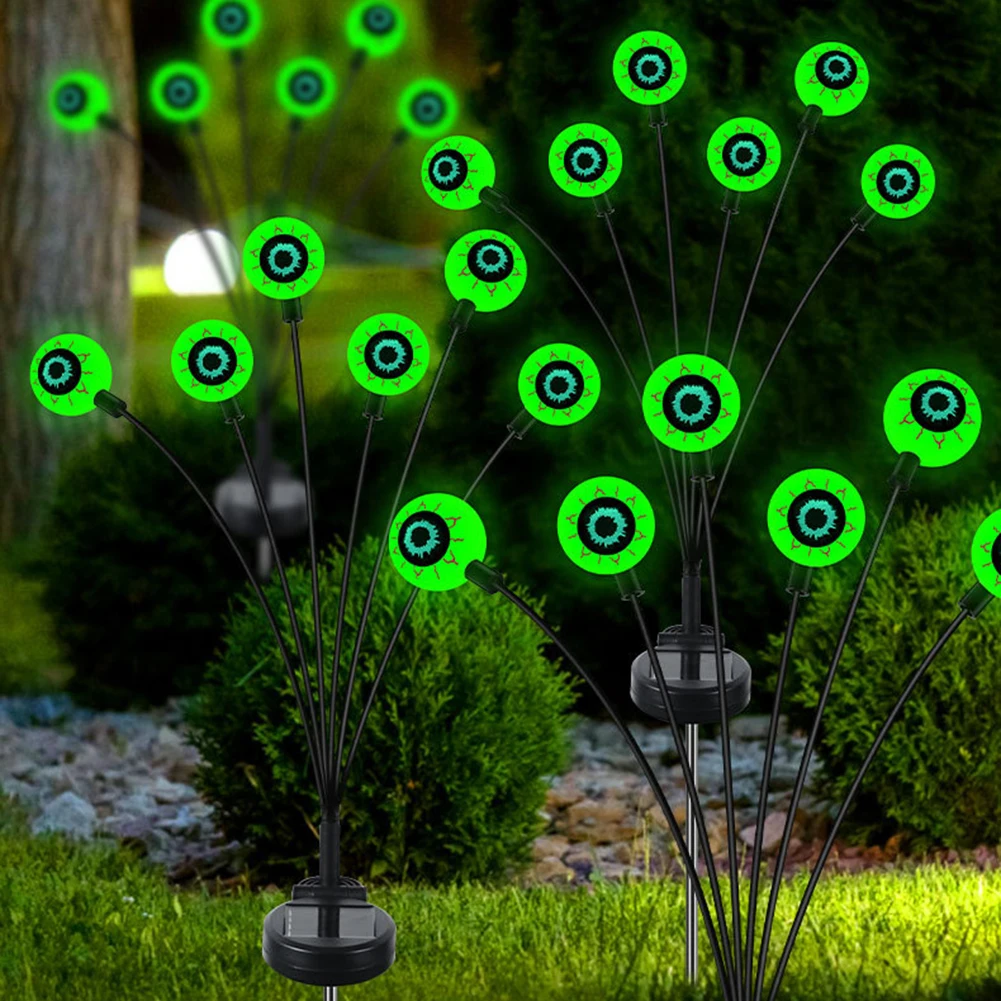 Outdoor Solar Scary Eyeball Lights, Decorações do Dia das Bruxas, Waterproof Pathway Lights, 12LED, 2 Pack