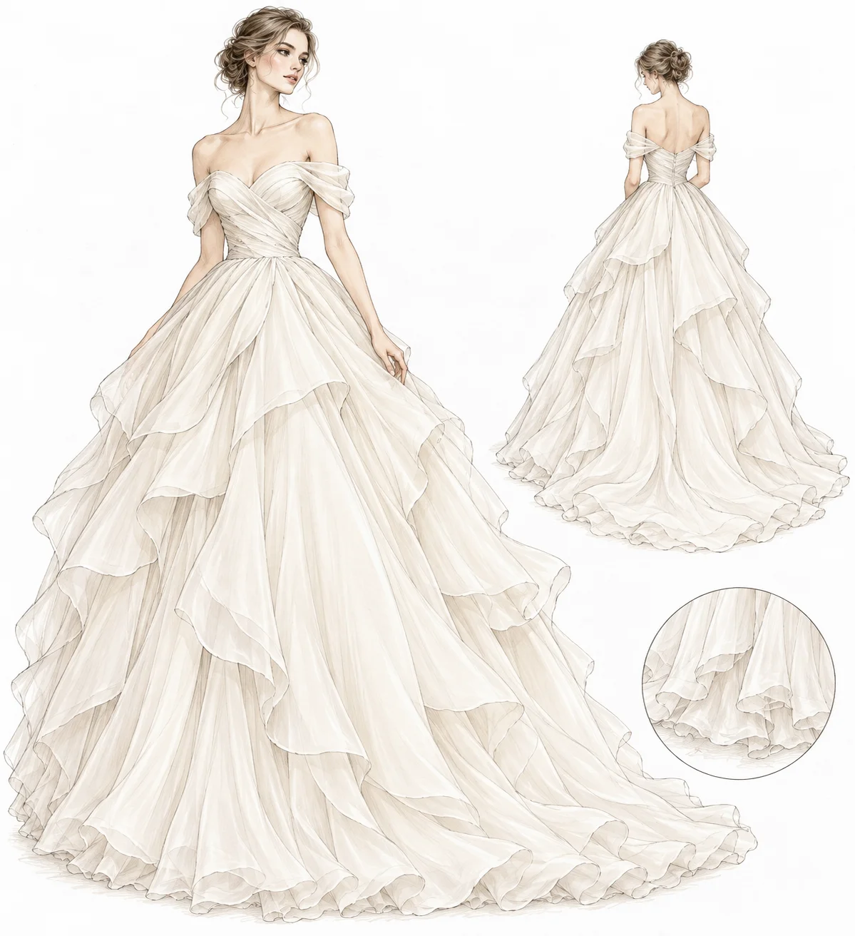 Gorgeous Ball Gown  Long Sleeves Wedding Dress For Women Sequins Appliques Bridal Gown O-Neck Dresses Vestido De Novia