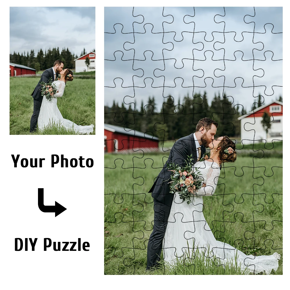 Puzzle Personalizzato con la Tua Foto, Puzzle in Legno Fai-da-Te con Immagine Personalizzata, Regalo per la Famiglia