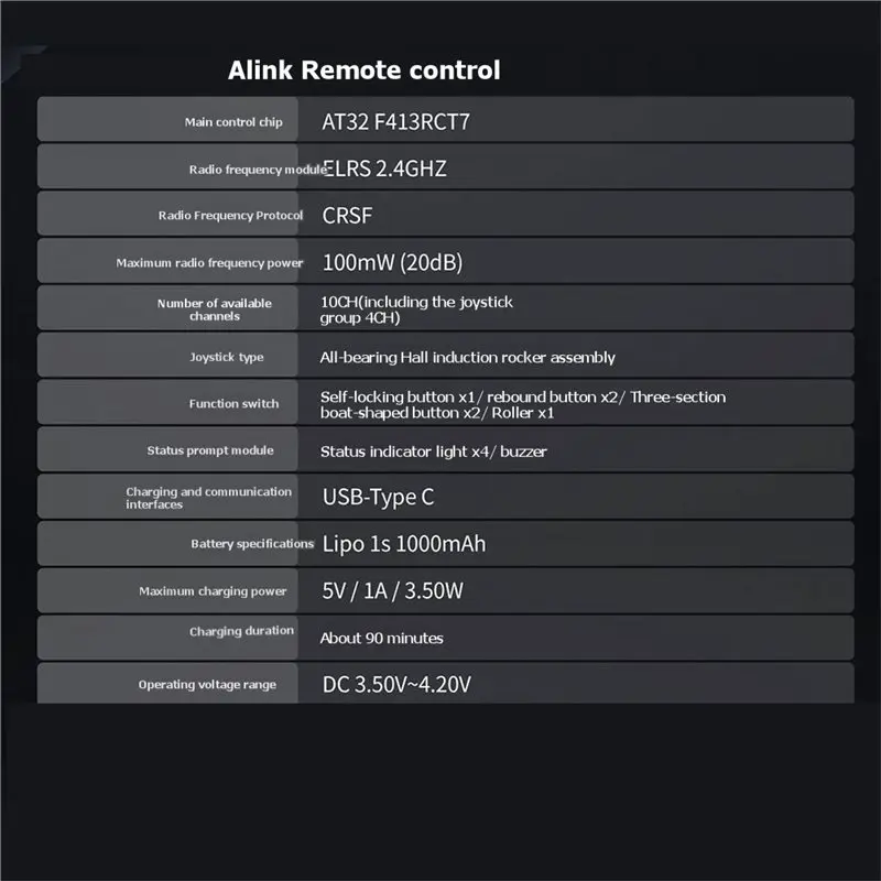 B92B Alink 2.4G ERLS Remote Control for Caddxfpv Protos Racing Drone, 10CH Flight Simulator Radio Transmitter