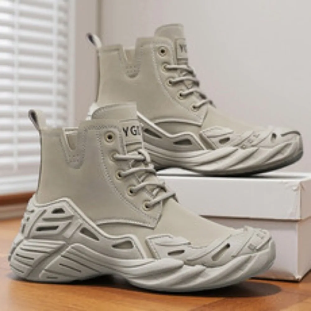 

Men's High Top Sport oes Autumn Winter Wear Resistant Anti Slip Waterproof Side Zipper Work Boots Faionable Se