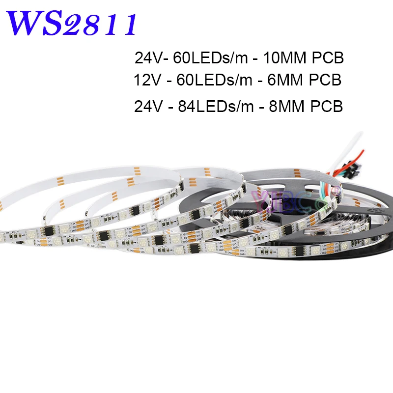 

12V 24V 5m addressable WS2811 LED Strip 60pixels/m 84leds/m 5050 RGB pixel Light Bar External IC IP30 flexible Tape 6/8/10mm PCB