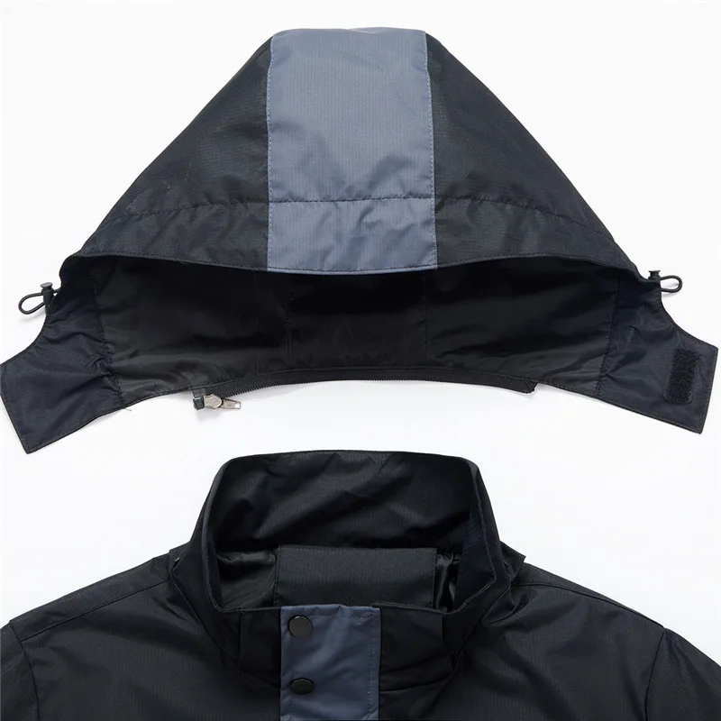 ฤดูใบไม้ร่วงเสื้อแจ็คเก็ตเดินป่ากลางแจ้งกันน้ำ Hooded Windbreaker Coat Men ฤดูหนาว Windproof กีฬาแจ็คเก็ตลำลองสำหรับชายเสื้อผ้า