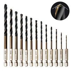 1 pçs de aço de alta velocidade 1/4 hex shank torção broca madeira metal buraco cortador núcleo ferramenta de perfuração cobalto torção brocas 1.5mm-14mm