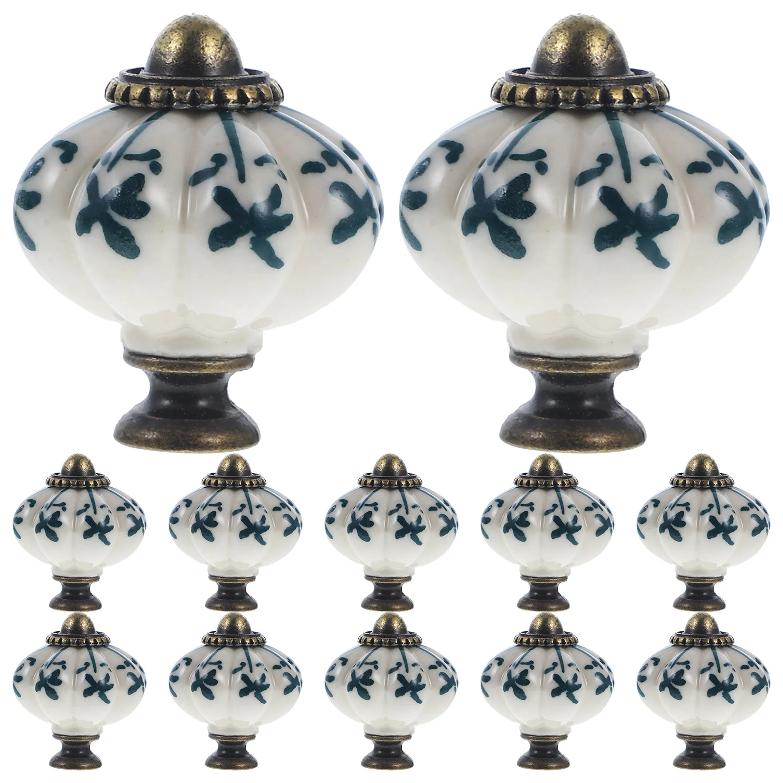 12 pomelli per cassetti vintage in ceramica blu bianca con zucca per porte di armadietti da cucina, pomelli per cassetti vintage