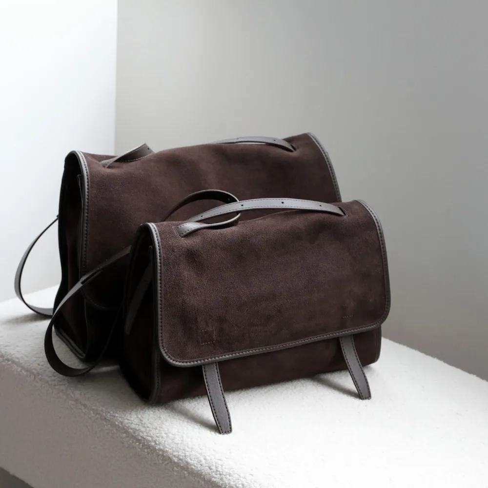 

Niche Design Frosted Cowhide Large-capacity Messenger Bag Slack Feeling Commuting Retro Casual Shoulder Leather Women's Bag