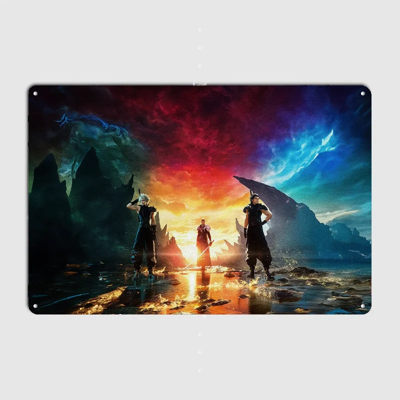 Final Fantasy VII Remake Trio Retro Poster Metal Posters Sign Indoor Outdoor Room Decoration Home Bar Decor Wall Decor