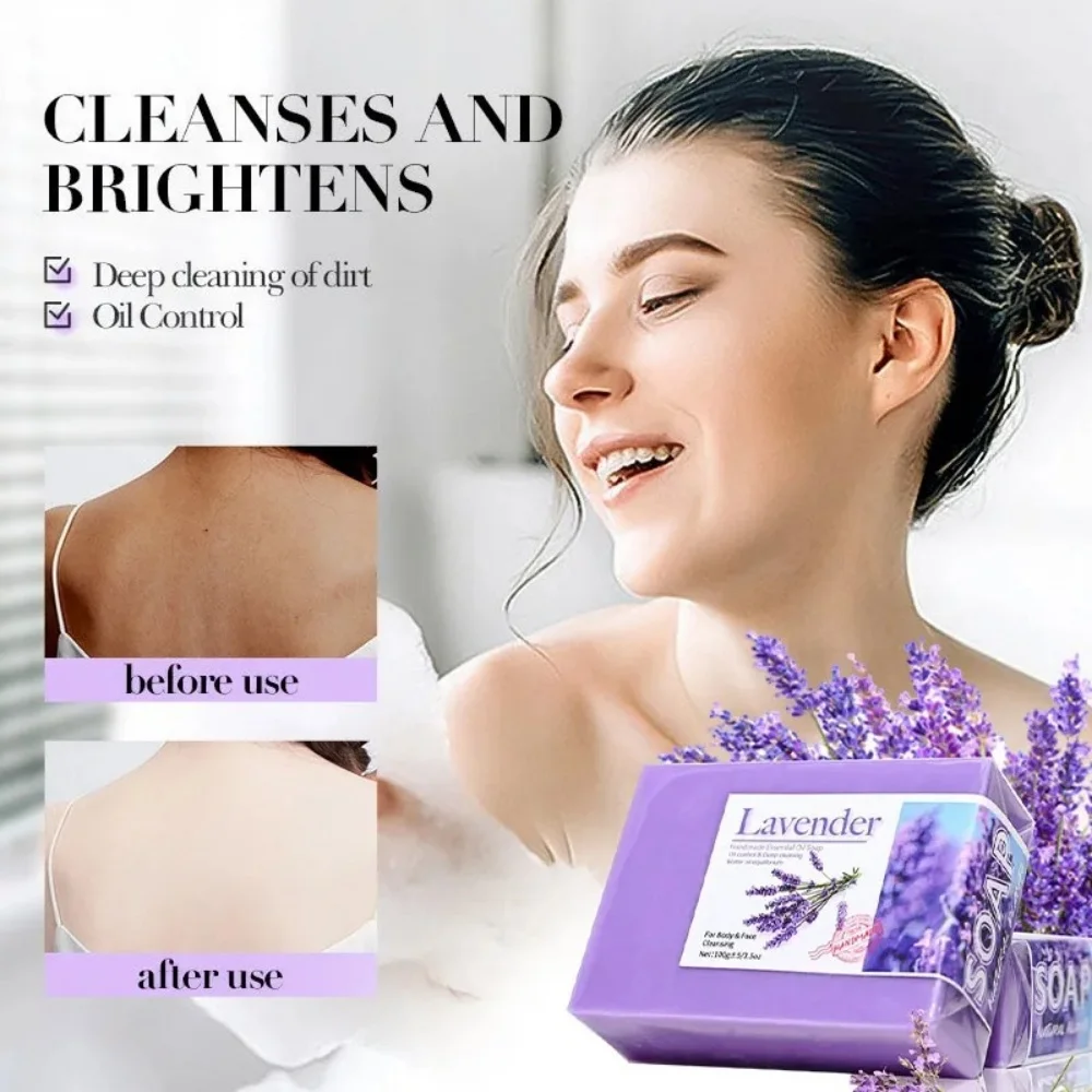 Lavender Particle Soap Natural Organic Handmade Soap Body Deep Cleaning Whitening Scrub Soap For Cleaning Refreshing Oil Control