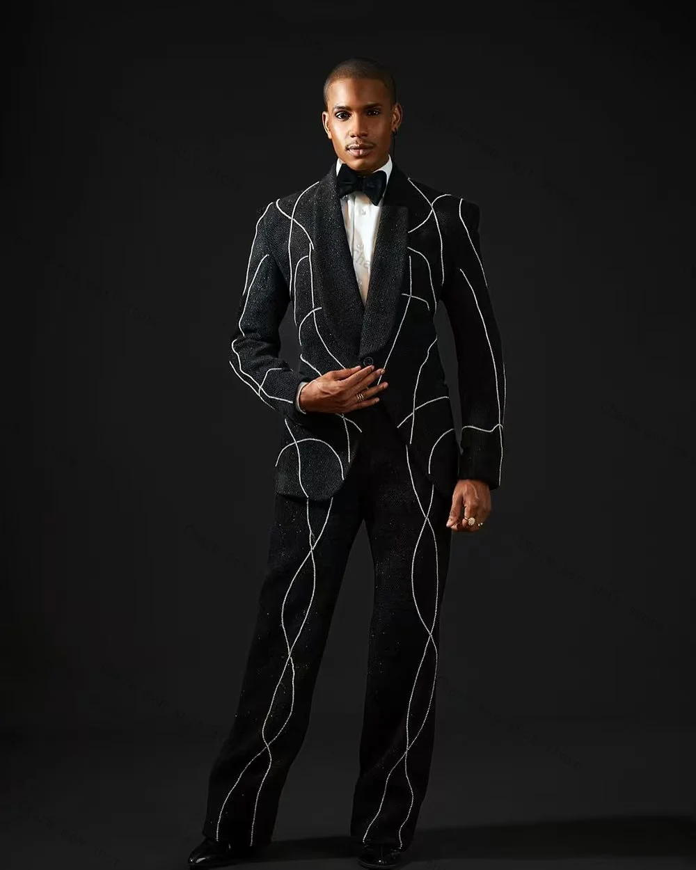 

Crystals White Men Suits Set 2 Pcs Blazer+Pants Trousers Wedding Tuxedos Cotton Formal Office Customized Guest Prom Jacket Coat