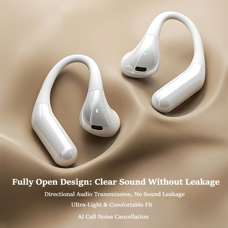 Open-Ear Wireless Bluetooth Headphones, 10mm Titanium Diaphragm, HIFI Stereo Bass Earbuds for Sports