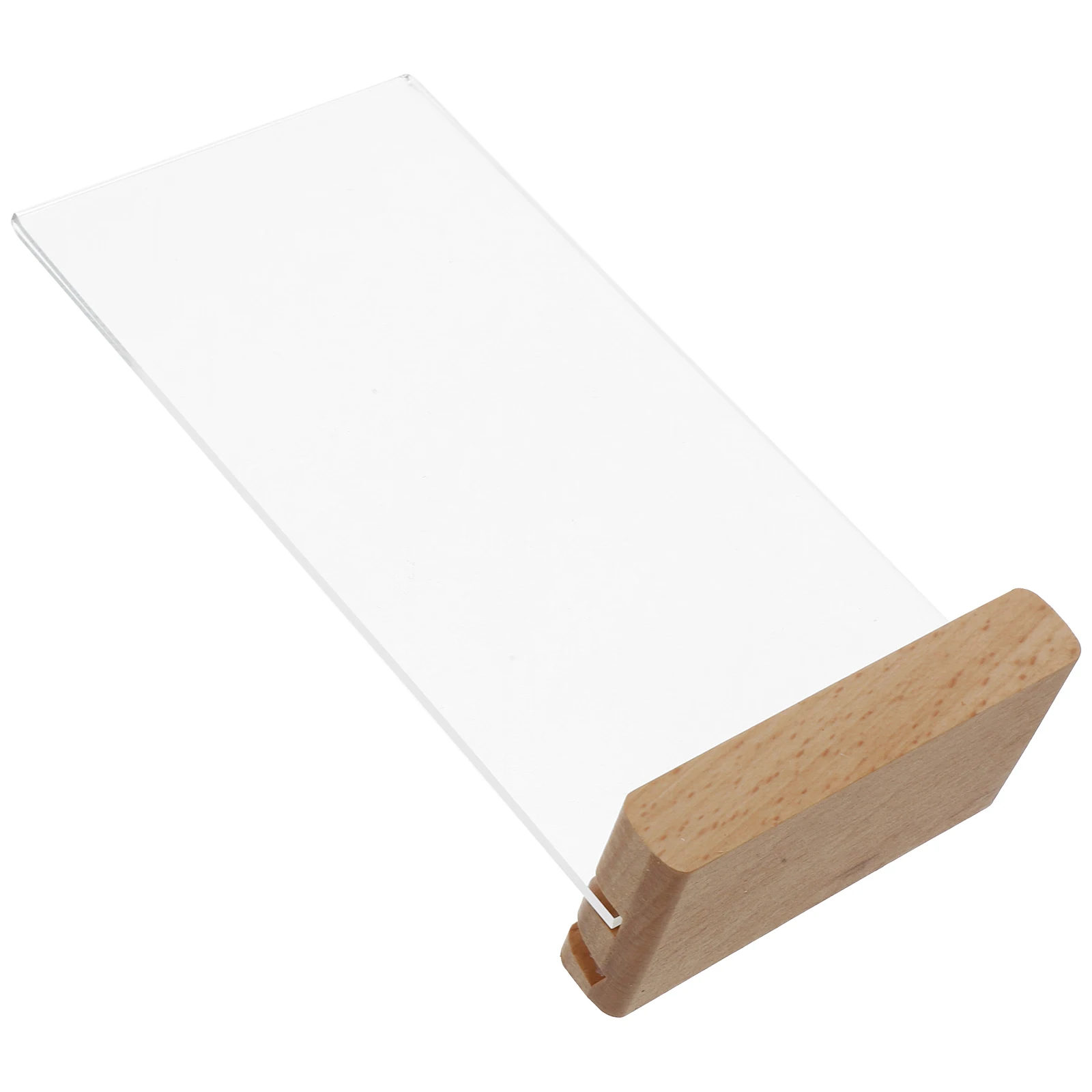 Présentoir de bureau en acrylique épais, support de menu en papier Transparent, Base en bois Stable pour Restaurant, café, librairie